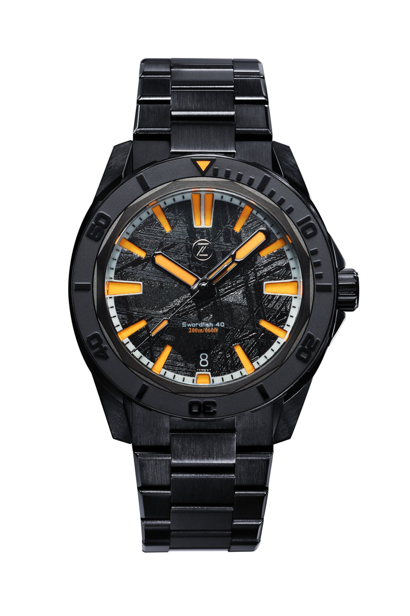 Swordfish 40mm SS DLC Meteorite – Zelos Watches