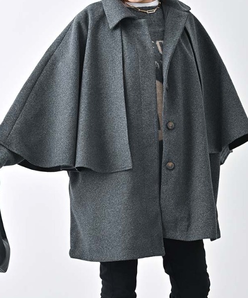 ステンカラーコート コート 2WAYケープコート ベスト ミドル丈 ベルト