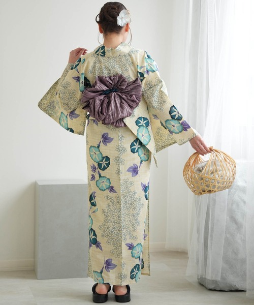 utatane 浴衣 浴衣3点セット 綿麻 水色の朝顔 レディース : ZOZOTOWN