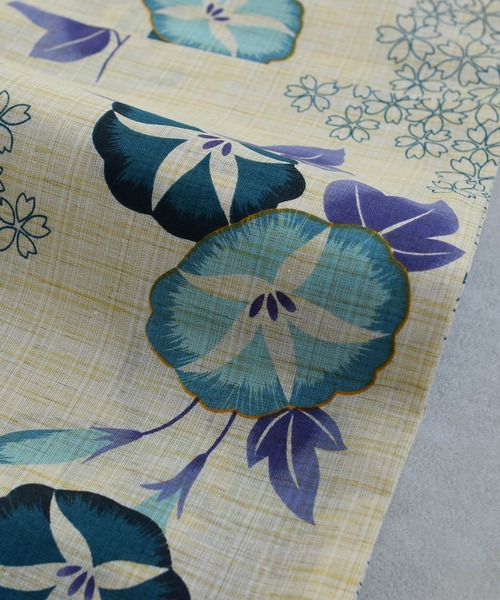 utatane 浴衣 浴衣3点セット 綿麻 水色の朝顔 レディース : ZOZOTOWN