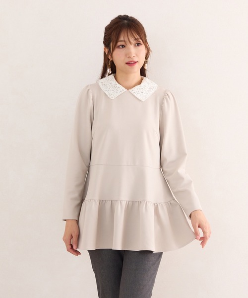 Rose Tiara（ローズティアラ） ブラウス シャツ 襟付きフリル切替