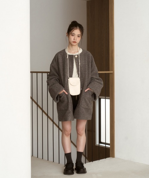 moi tytto（モイテュット） ノーカラーコート コート ノーカラーボア