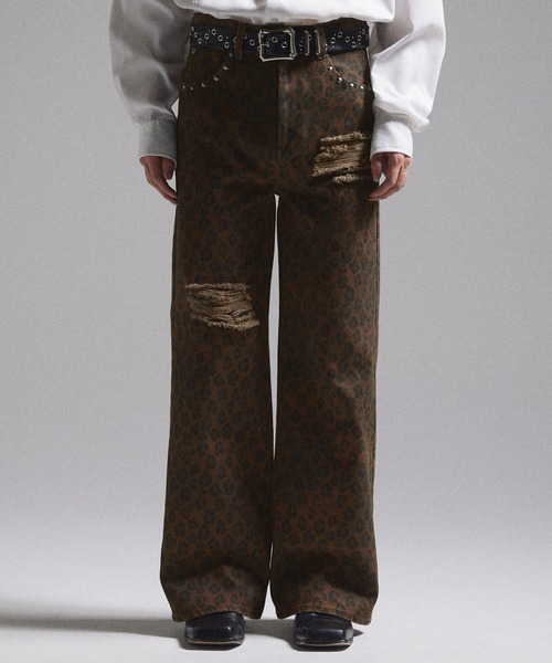 GRANCY パンツ 「GRANCY」Leopard Damage Flare Pants / レオパード