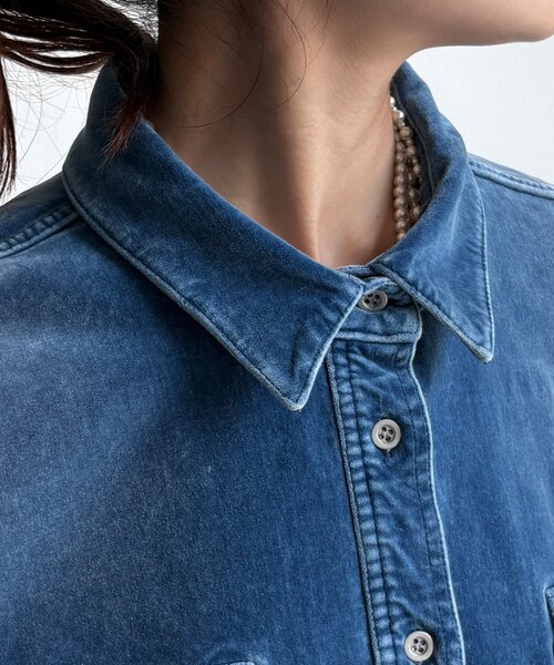 DouDou（ドゥドゥ） ブラウス シャツ 別珍デニムシャツ レディース