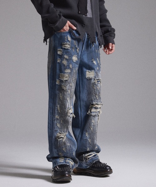 GRANCY ジーンズ 「GRANCY」High Damage Straight Denim Pants / ハイ