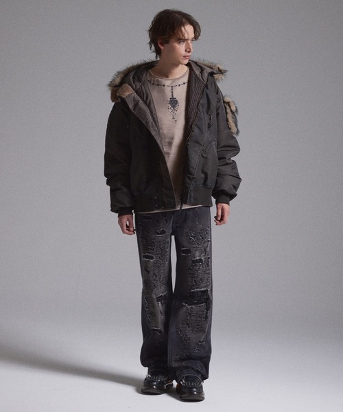 GRANCY ジーンズ 「GRANCY」High Damage Straight Denim Pants / ハイ