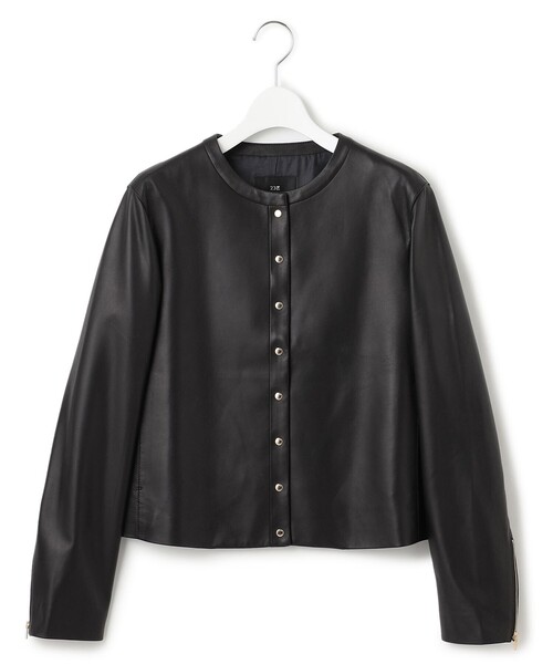 ジャケット ノーカラージャケット ラムレザー レディース : ZOZOTOWN