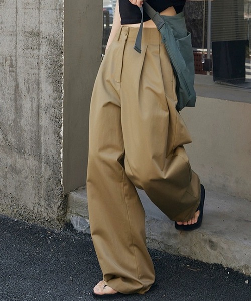 チノパン タック入りワイドチノパン レディース : ZOZOTOWN Yahoo!店