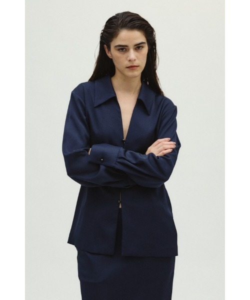 RIM.ARK ブラウス シャツ Open collar slim SH JK オープンカラー