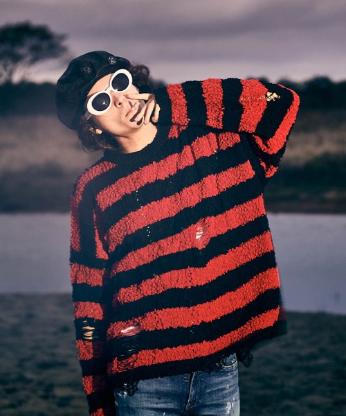 glamb（グラム） セーター ニット Fluff Border Knit / フラフボーダー