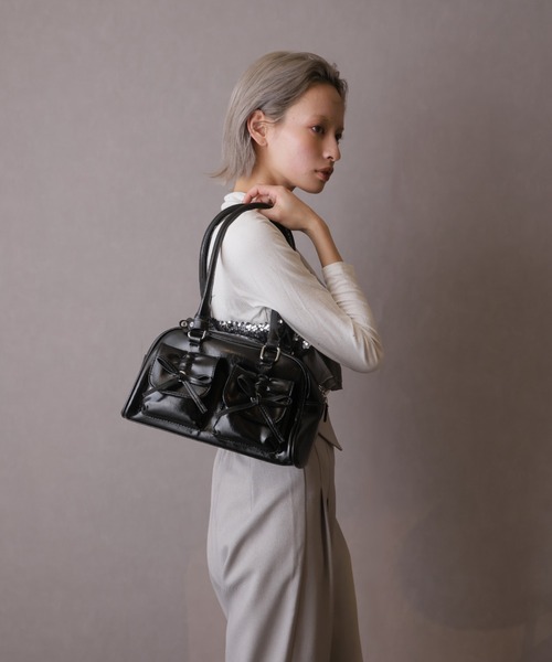 ULYSSES ハンドバッグ ダブルポケットフロントリボンハンドバッグ