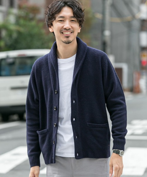 URBAN RESEARCH ROSSO MEN カーディガン エルボーパッチ付きショール