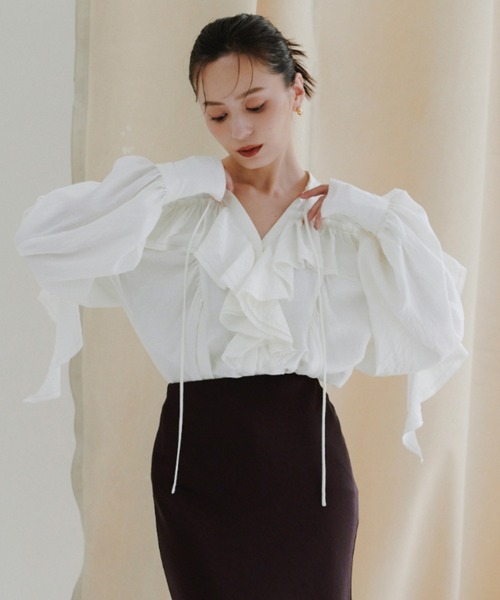 anuans（アニュアンス） ブラウス シャツ リンクルラッフルブラウス