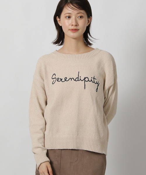 LAKOLE（ラコレ） ニット セーター モール刺繍ロゴニットプルオーバー