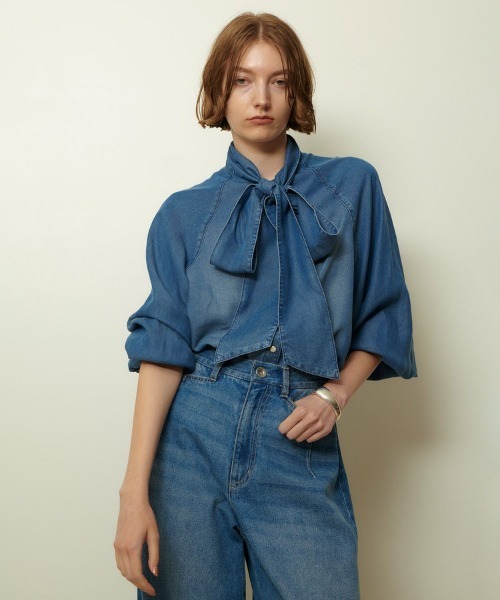 allureville（アルアバイル） ブラウス シャツ デニムボウブラウス