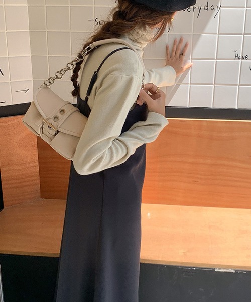 ショルダーバッグ バッグ 外ポケットチェーンショルダーバッグ