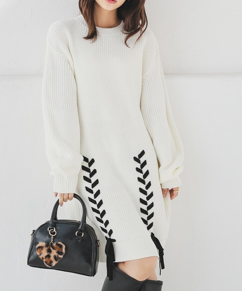 Honeys（ハニーズ） ワンピース レースアップニットワンピ : ZOZOTOWN