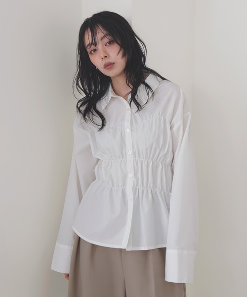 LIAN（リアン） ブラウス シャツ シャーリングビスチェデザインシャツ