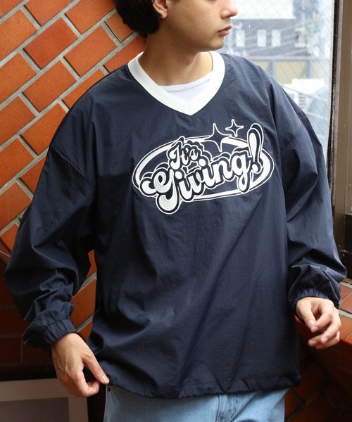 8 ナイロンジャケット ナイロンVネックプルオーバー メンズ