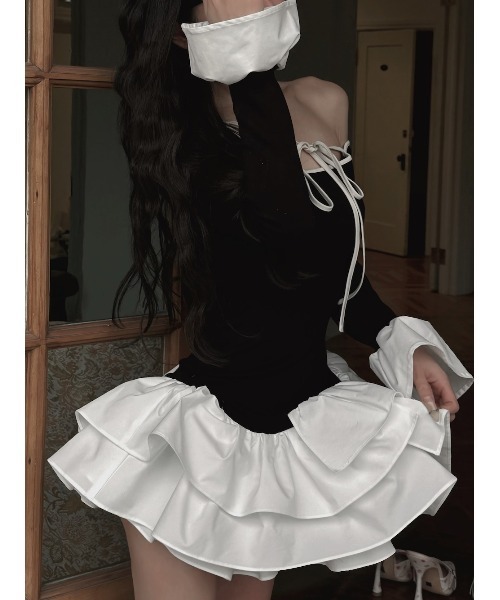 Darich（ダーリッチ） ワンピース デザインネックリボンミニワンピース