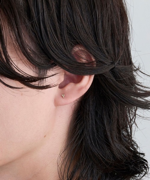 JUPITER ピアス 「K10」トライアングルダイヤモンドピアス/片耳 メンズ