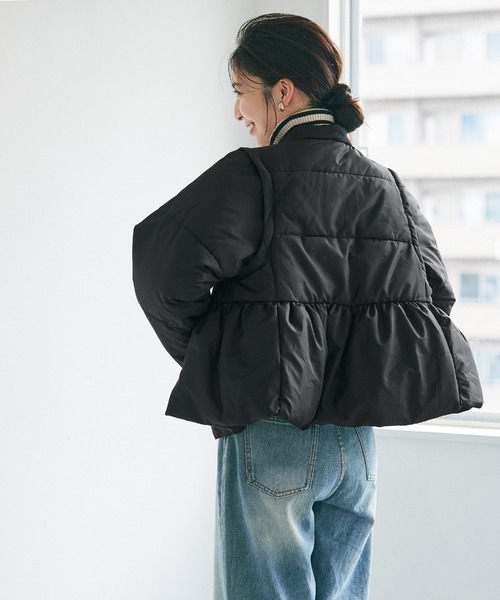 coca（コカ） ブルゾン アウター ギャザー中綿アウター レディース