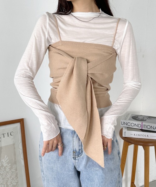 CLEA tシャツ ニットビスチェセットシアートップス メンズ レディース