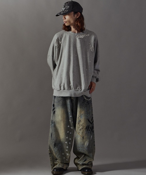 Theater code トレーナー スウェット Damage processing Paint design