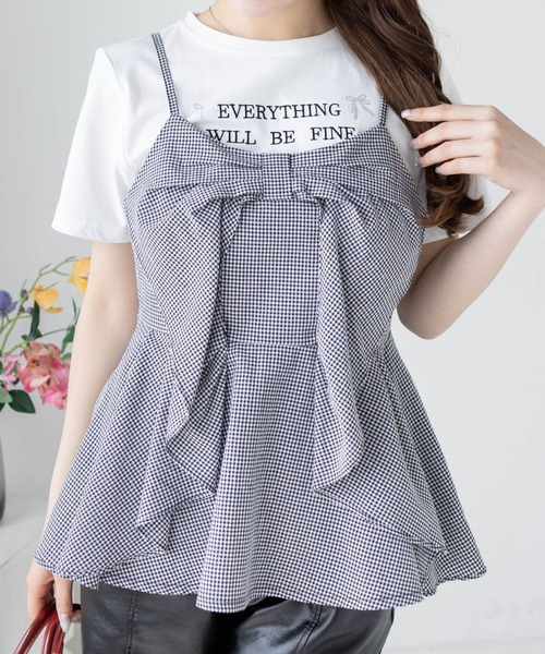 clear ブラウス シャツ ビッグリボンデザインビスチェ「バレエコア