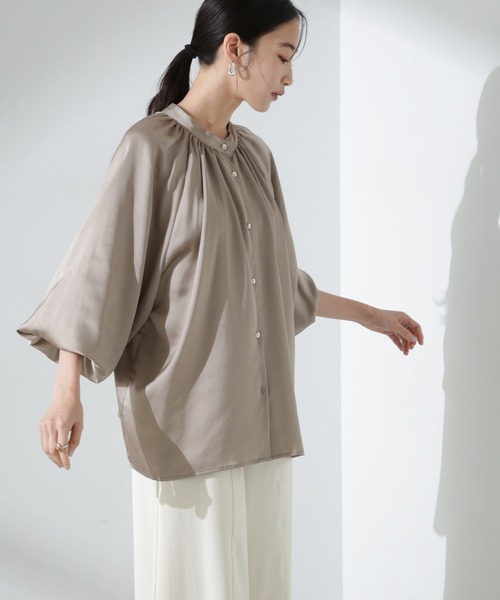 NANO universe（ナノ・ユニバース） ブラウス シャツ 前後2WAYサテン