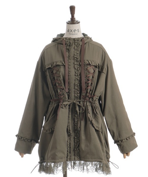 axes femme（アクシーズ ファム） モッズコート コート 編上×フリル