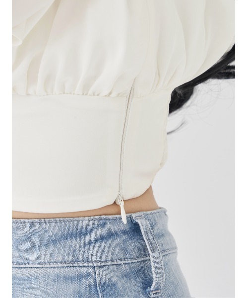 Darich（ダーリッチ） ブラウス シャツ パールネックアメスリブラウス