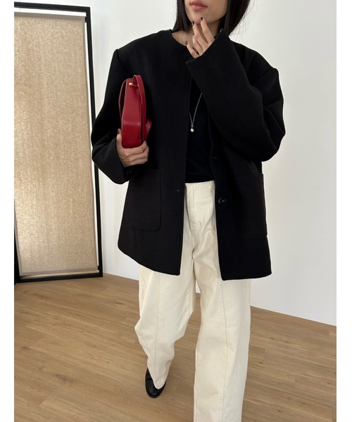 Didot.showroom ジャケット ノーカラージャケット ノーカラー ツイード