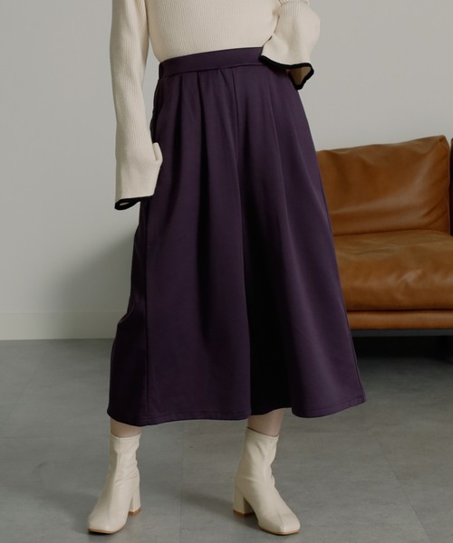 RANAN（ラナン） パンツ 裏起毛クロップド丈2タックワイドパンツ