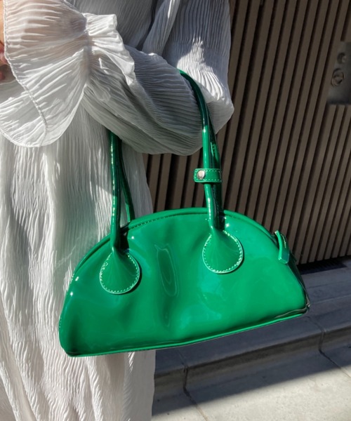 ショルダーバッグ バッグ エナメルミニボストンバッグ レディース