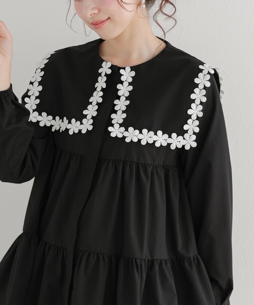 Fit more（フィットモア） ブラウス シャツ フラワーレース襟ブラウス