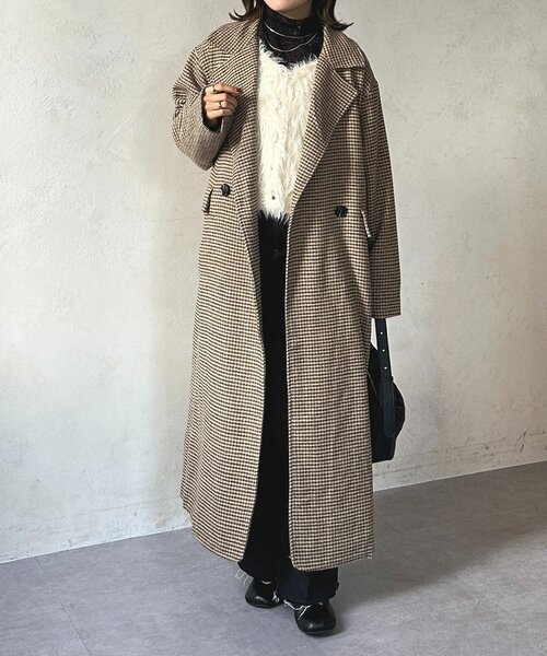 Thevon（ゼヴォン） コート アウター チェック柄ロングコート
