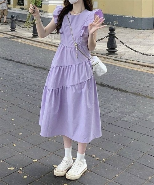 FREE STYLISTS ワンピース 肩フリルディアートワンピース : ZOZOTOWN