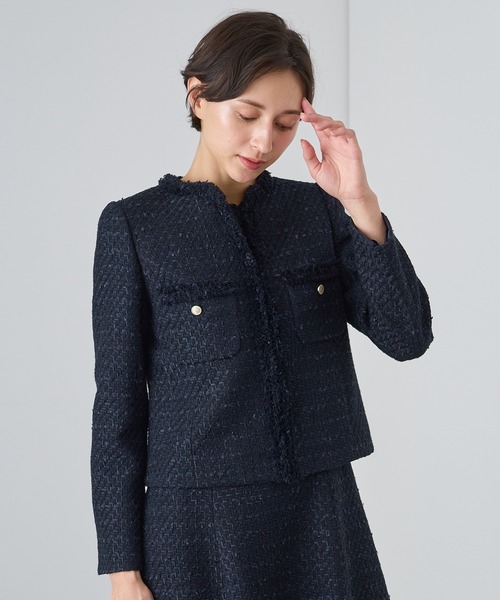 ANAYI（アナイ） ジャケット ノーカラージャケット ミックスツイード