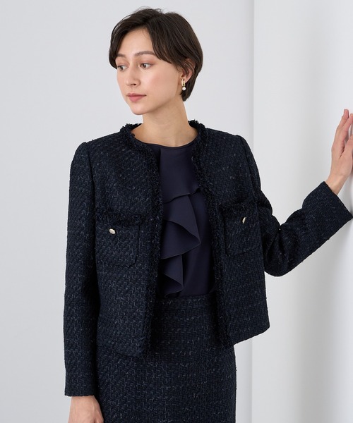 ANAYI（アナイ） ジャケット ノーカラージャケット ミックスツイード