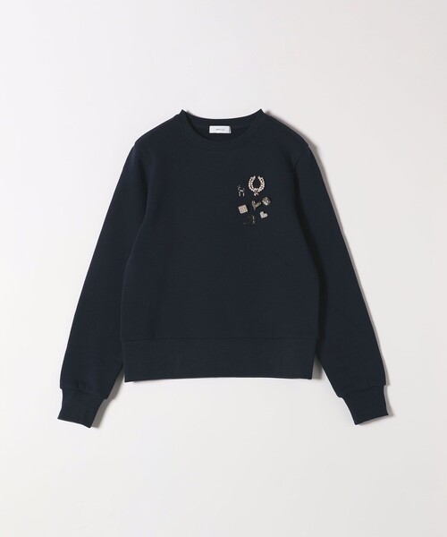 SHIPS any トレーナー スウェット any:「手洗い可能」裏起毛 ビジュー