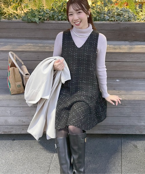 natural couture ワンピース 「canami」ツイードチェックミニ