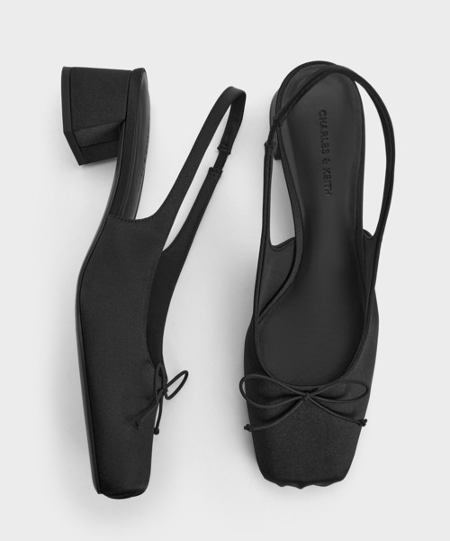 CHARLES ＆ KEITH（チャールズ&キース） パンプス サテン ボウスクエア