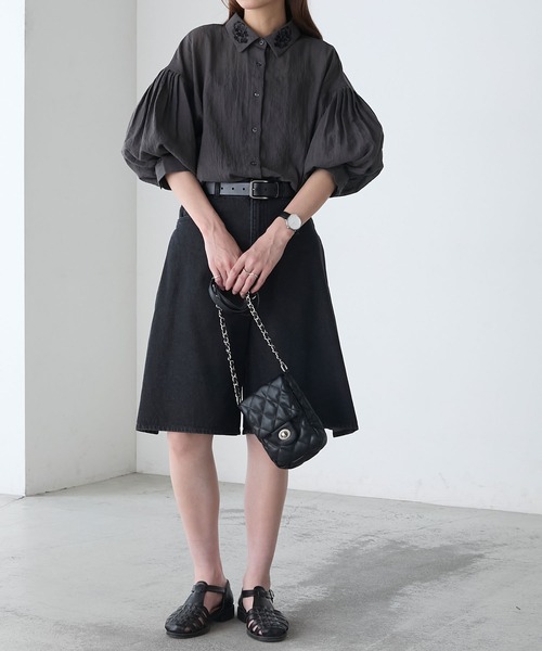 BONLECILL（ボンルシール） ブラウス シャツ 襟刺繍バルーンスリーブ