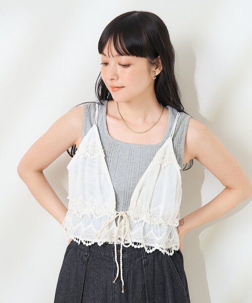 FREAK'S STORE（フリークスストア） キャミソール インド 3D刺繍キャミ