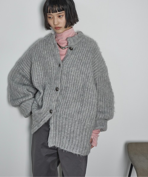 THE Yon カーディガン 2WAYモヘアライクミックスシャギーニット