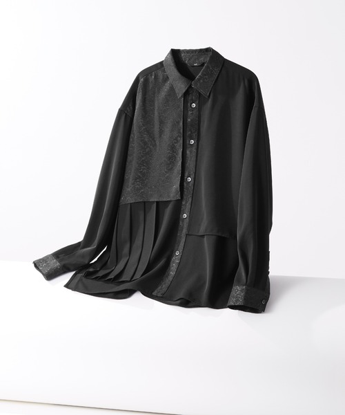 HARE（ハレ） シャツ 「SET UP対応」ジャガードアシメプリーツシャツ