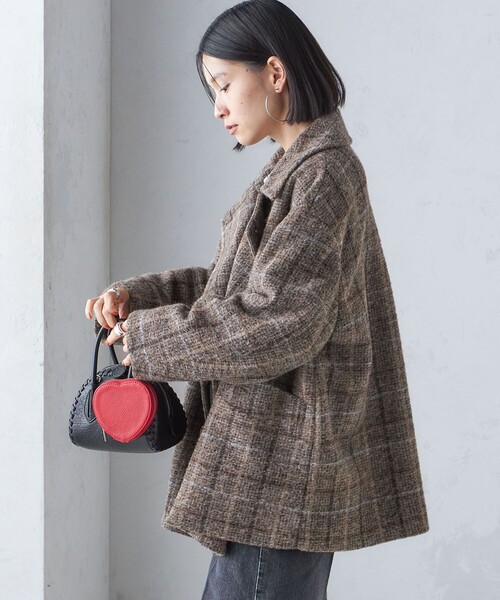 SHIPS（シップス） ピーコート pコート スライバー チェック ショート