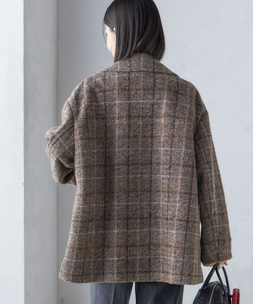 SHIPS（シップス） ピーコート pコート スライバー チェック ショート