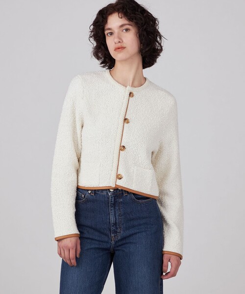 MACPHEE（マカフィー） カーディガン パイピング クルーネック